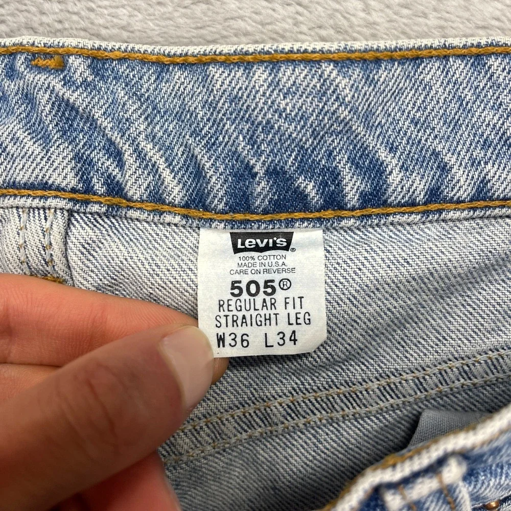 Vtg Levi's Jeans Mens 36x34 (34x34) Blue Denim 505 Orange Tab Straight Leg USA